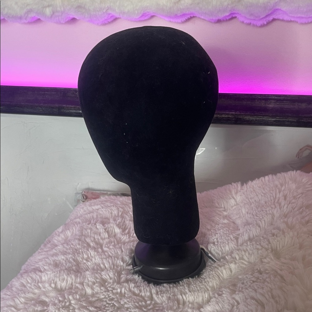 Black Velvet styrofoam Mannequin Head for display . Preowned - Picture 3 of 8